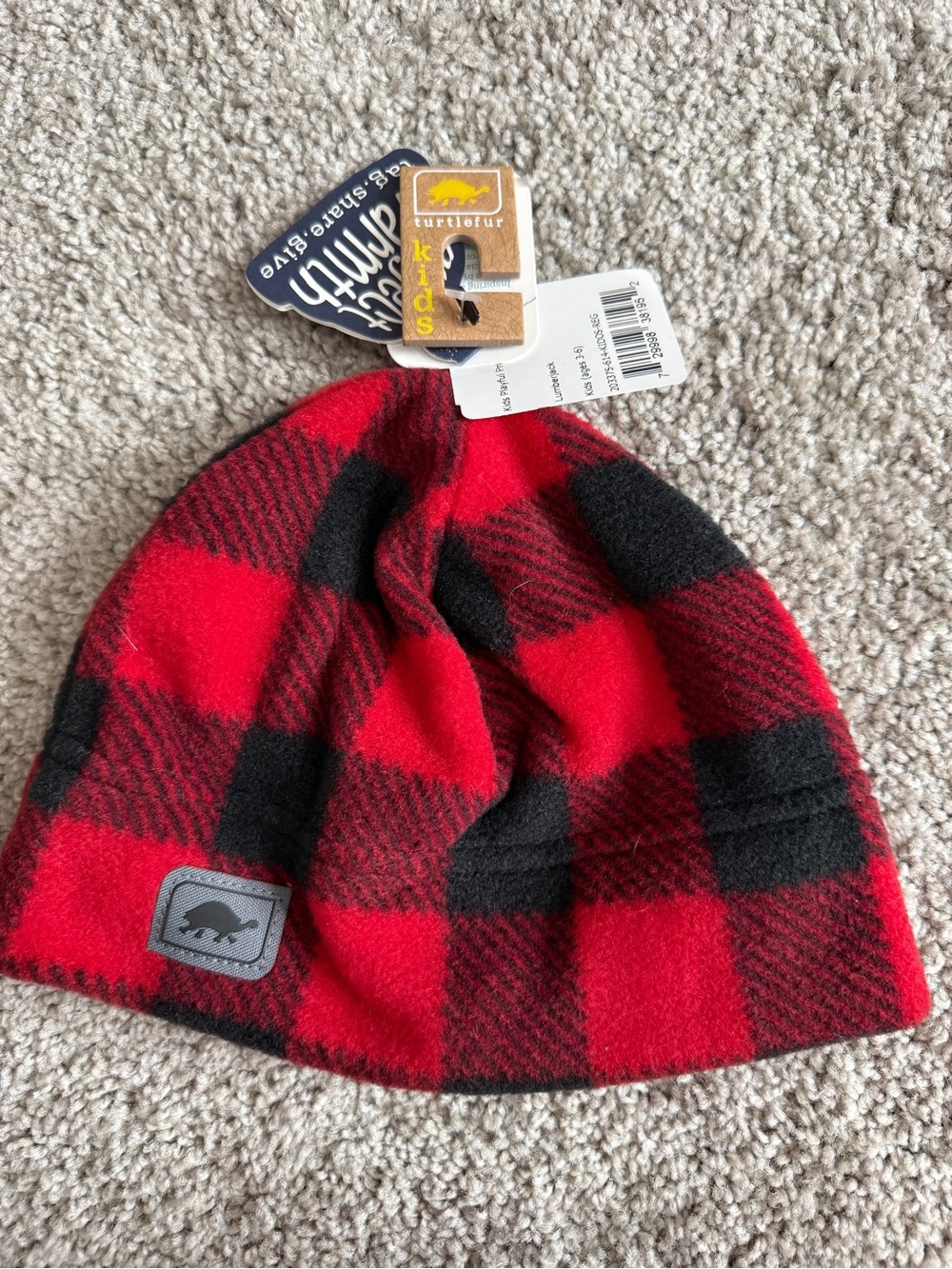 Turtlcru Kids Red & Black Buffalo Plaid Beanie